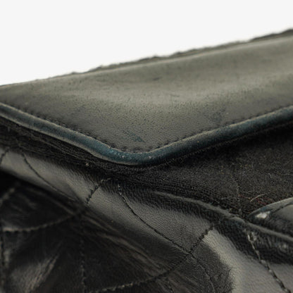 Chanel Medium Classic Vintage Single Flap Tasche aus gestepptem Lammleder und Jersey mit 24K vergoldeten Beschlägen