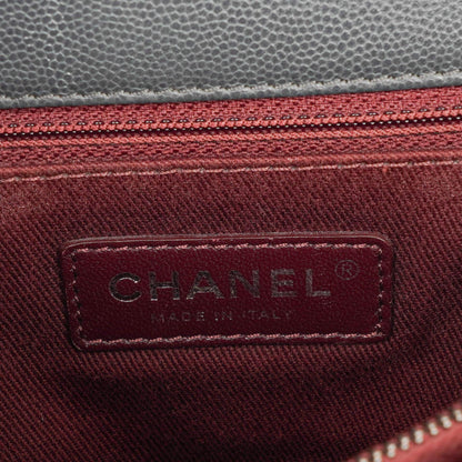 Chanel Medium Coco Handle Henkeltasche aus grauem gestepptem Caviar Leder