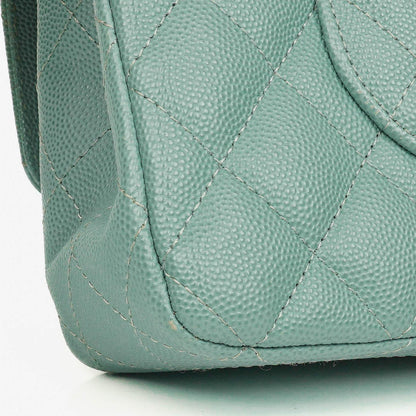 Chanel Medium Double Flap Tasche aus gestepptem Kaviarleder mit silberfarbenen Beschlägen