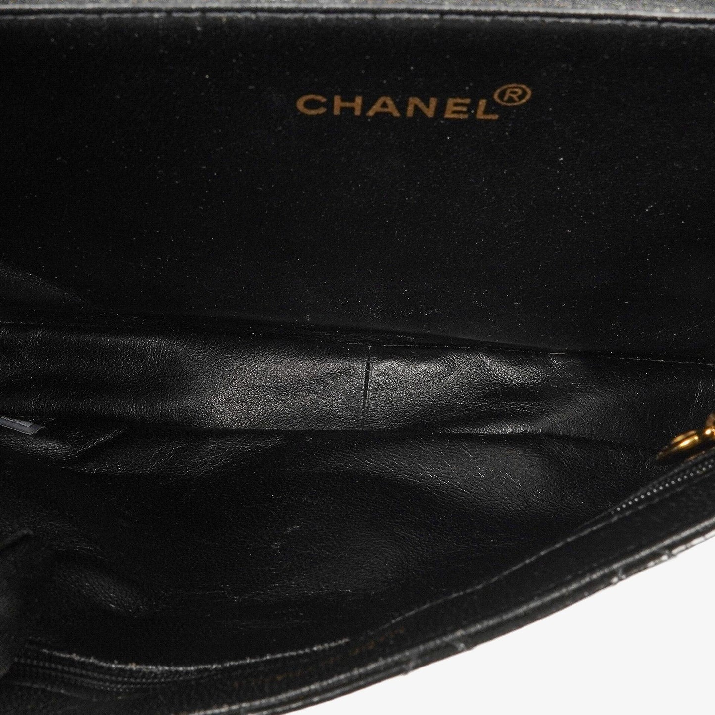 Chanel Mittelgroße Doppelseitige Klappentasche Schwarz Stepp Lackleder 24K Vergoldete Beschläge