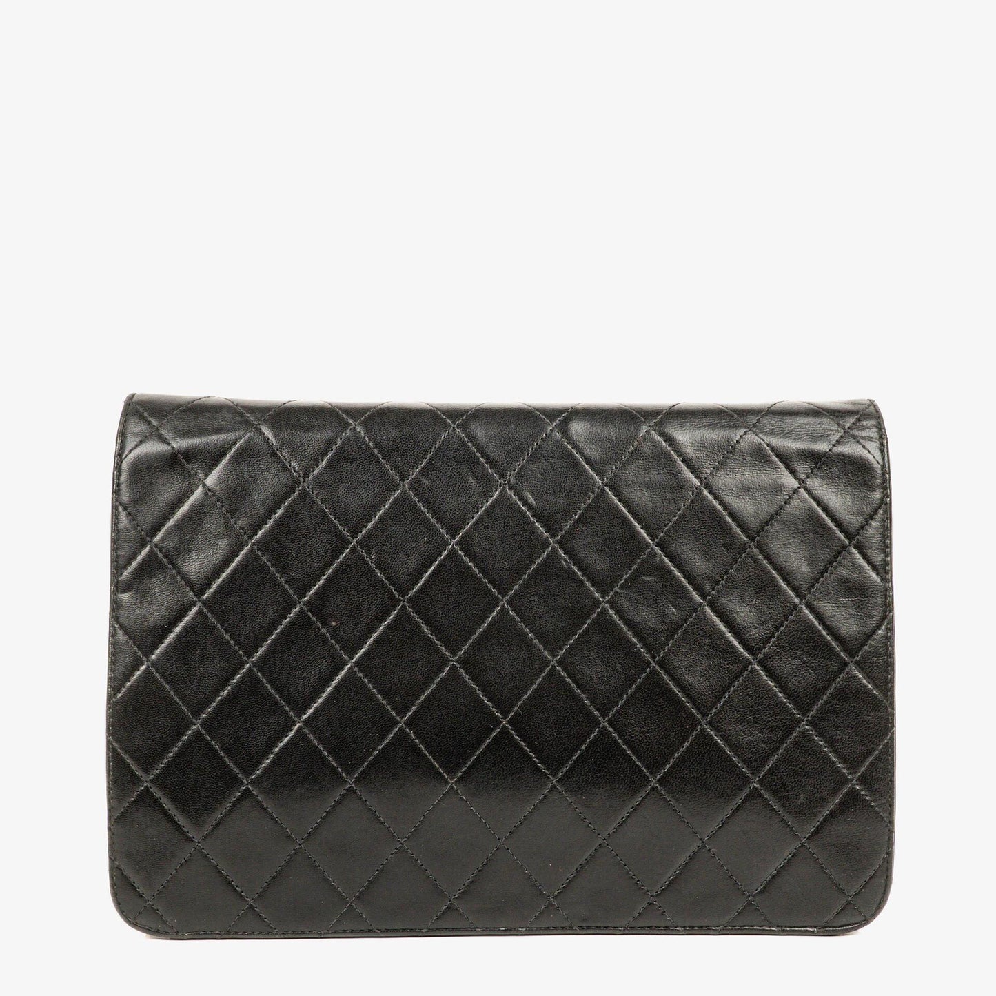 Chanel Medium Single Flap Bag aus schwarzem gestepptem Lammleder mit goldfarbenen Beschlägen