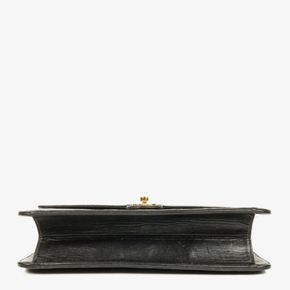 Chanel Medium Single Flap Bag aus schwarzem gestepptem Lammleder mit goldfarbenen Beschlägen