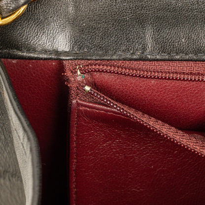 Chanel Medium Single Flap Bag aus schwarzem gestepptem Lammleder mit goldfarbenen Beschlägen