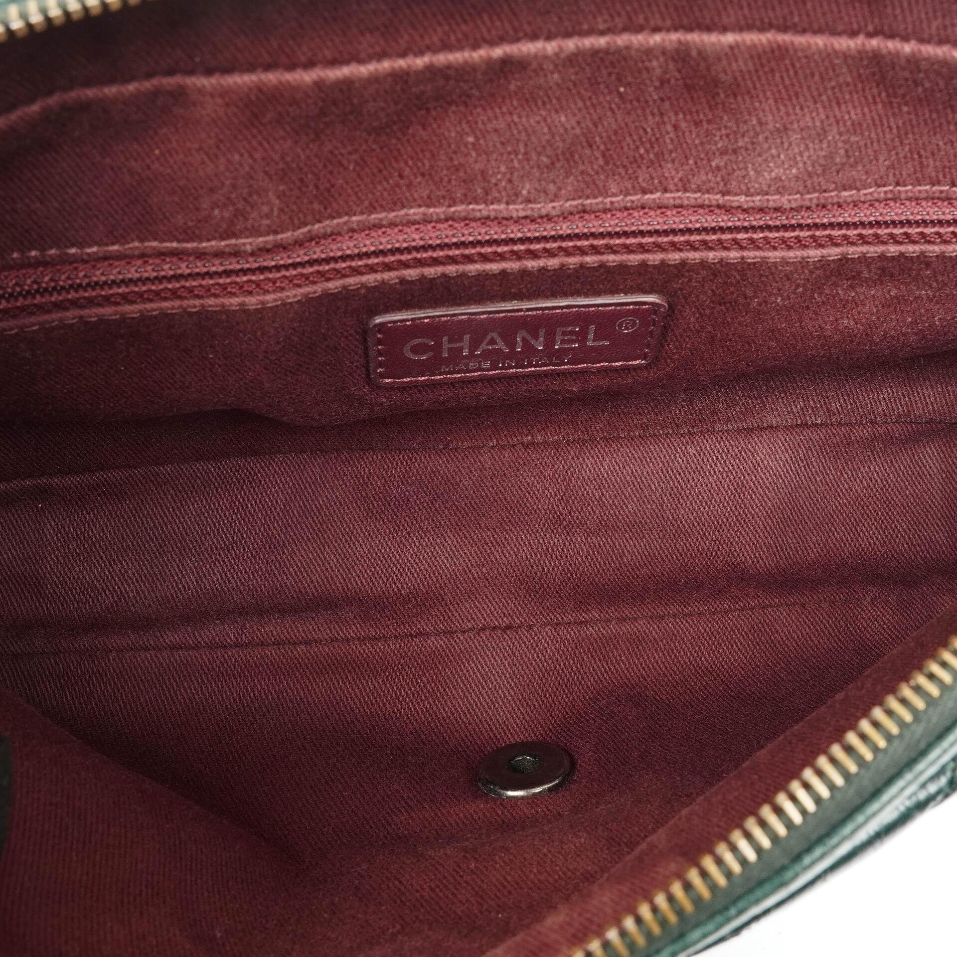 Chanel Medium Single Flap Bag Due Farbe Grün Gequiltetes Glänzendes Kalbsleder Ruthenium-Beschläge