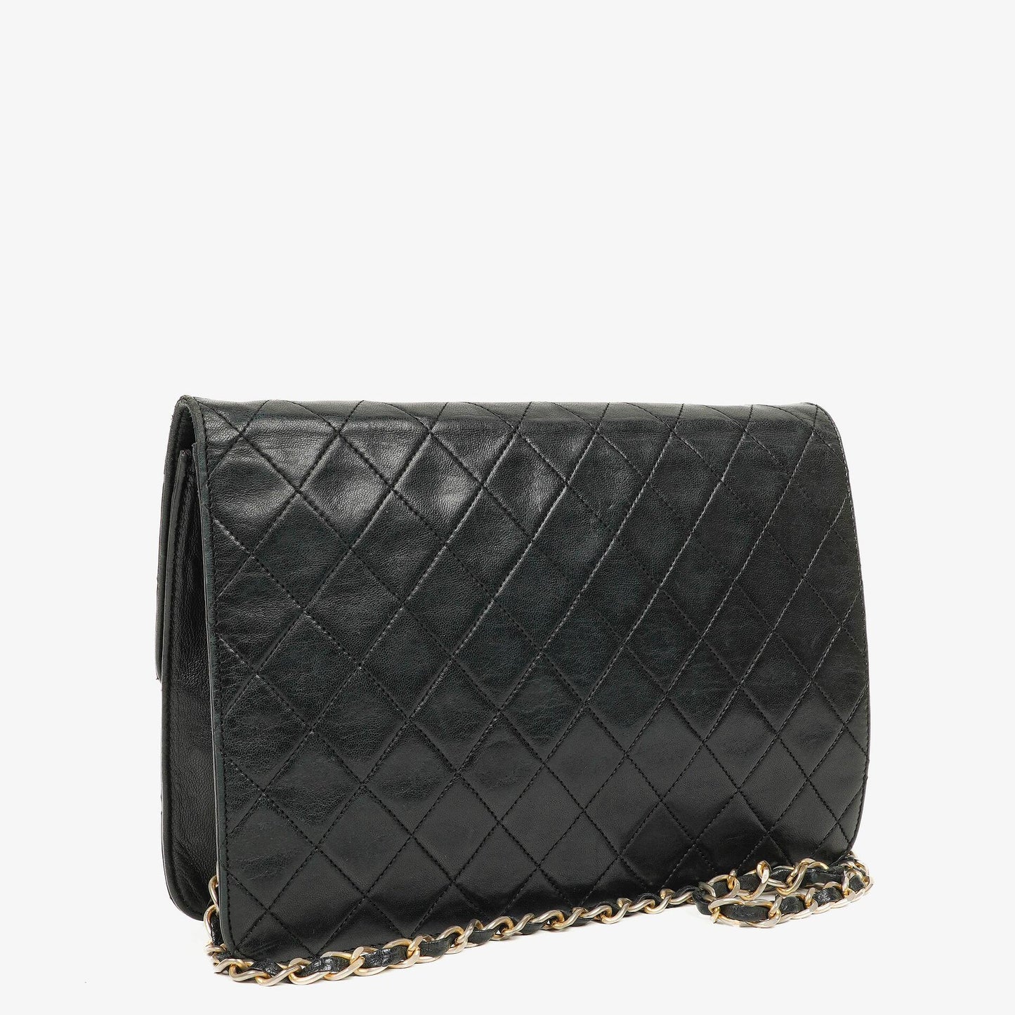 Chanel Medium Classic Single Flap Bag aus schwarzem gestepptem Lammleder mit 24K vergoldeter Hardware