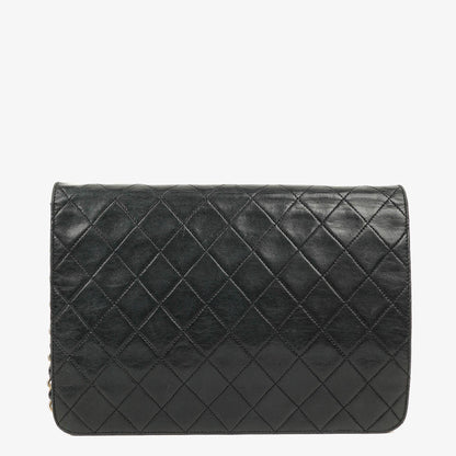 Chanel Medium Classic Single Flap Bag aus schwarzem gestepptem Lammleder mit 24K vergoldeter Hardware