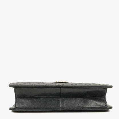 Chanel Medium Classic Single Flap Bag aus schwarzem gestepptem Lammleder mit 24K vergoldeter Hardware