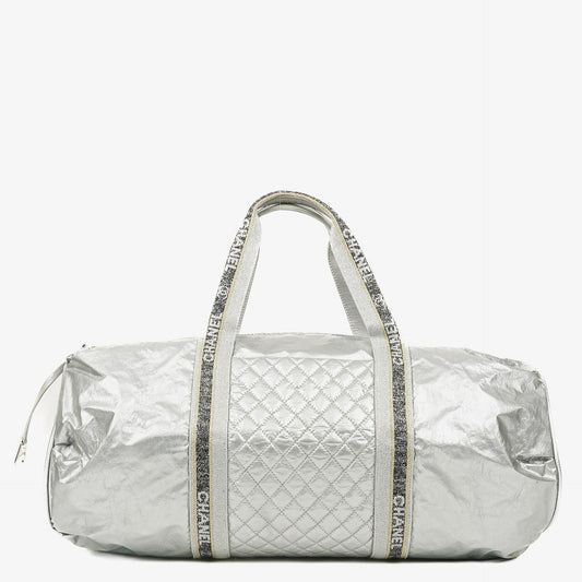 Chanel Boston Bag aus metallischem gestepptem Nylon