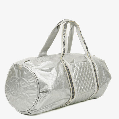 Chanel Boston Bag aus metallischem gestepptem Nylon