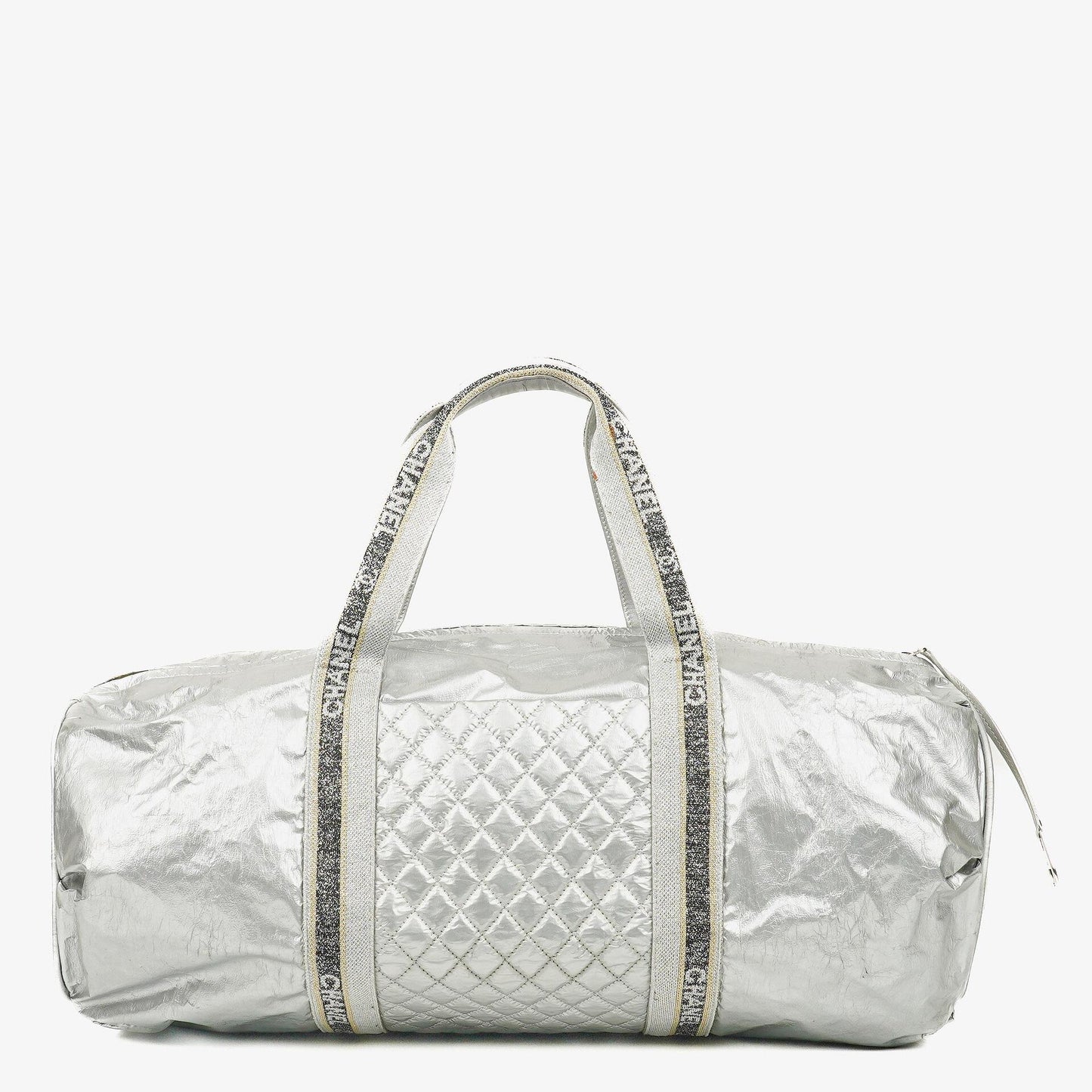 Chanel Boston Bag aus metallischem gestepptem Nylon