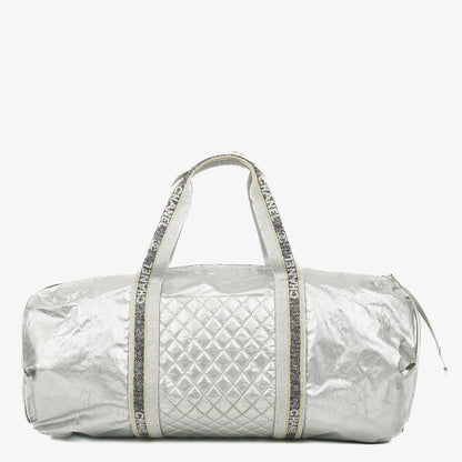 Chanel Boston Bag aus metallischem gestepptem Nylon