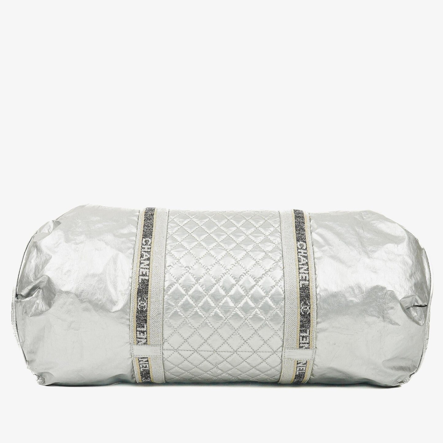 Chanel Boston Bag aus metallischem gestepptem Nylon