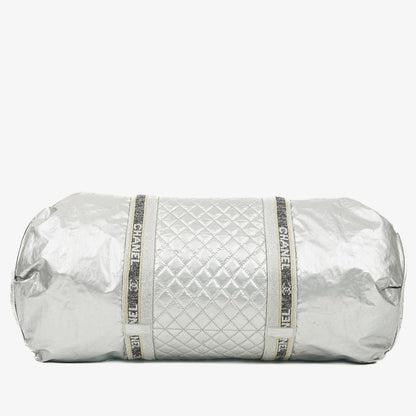 Chanel Boston Bag aus metallischem gestepptem Nylon