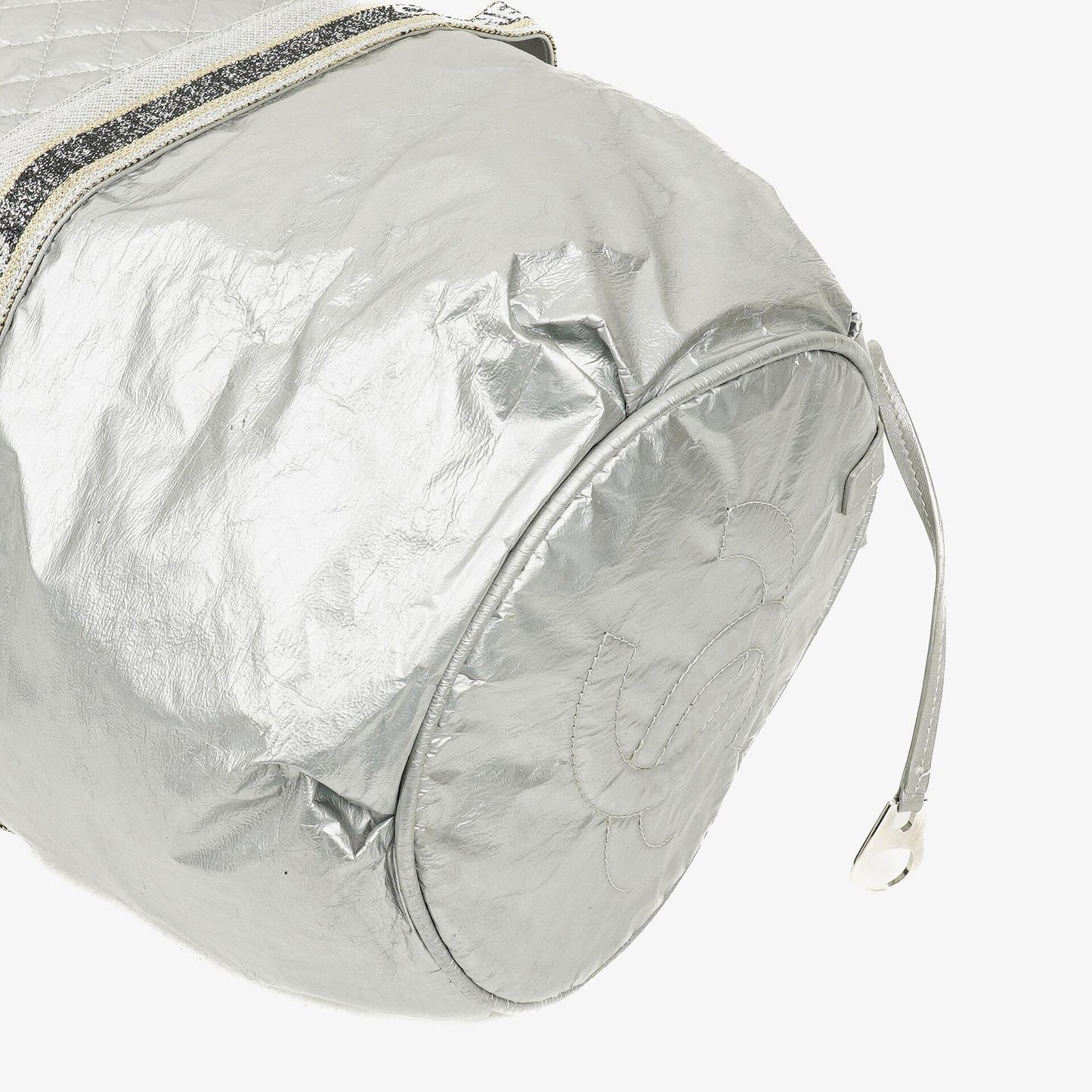 Chanel Boston Bag aus metallischem gestepptem Nylon