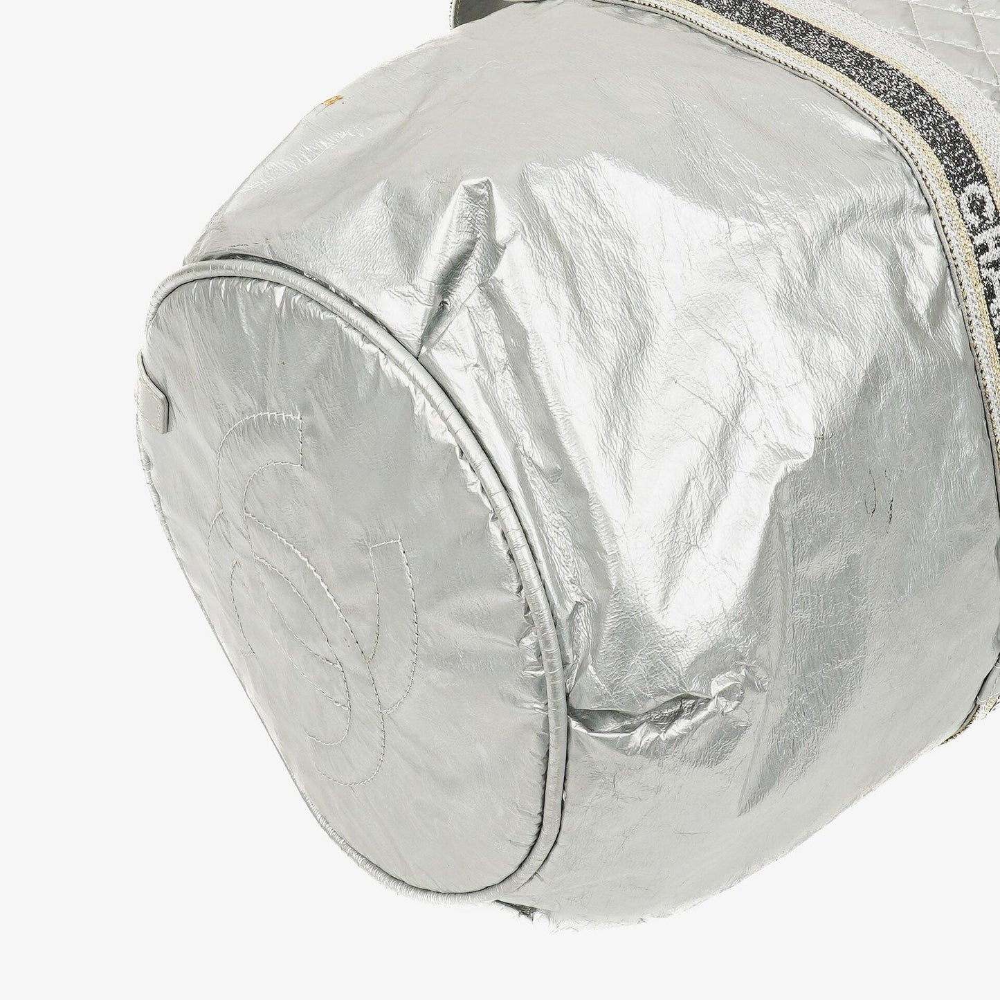 Chanel Boston Bag aus metallischem gestepptem Nylon