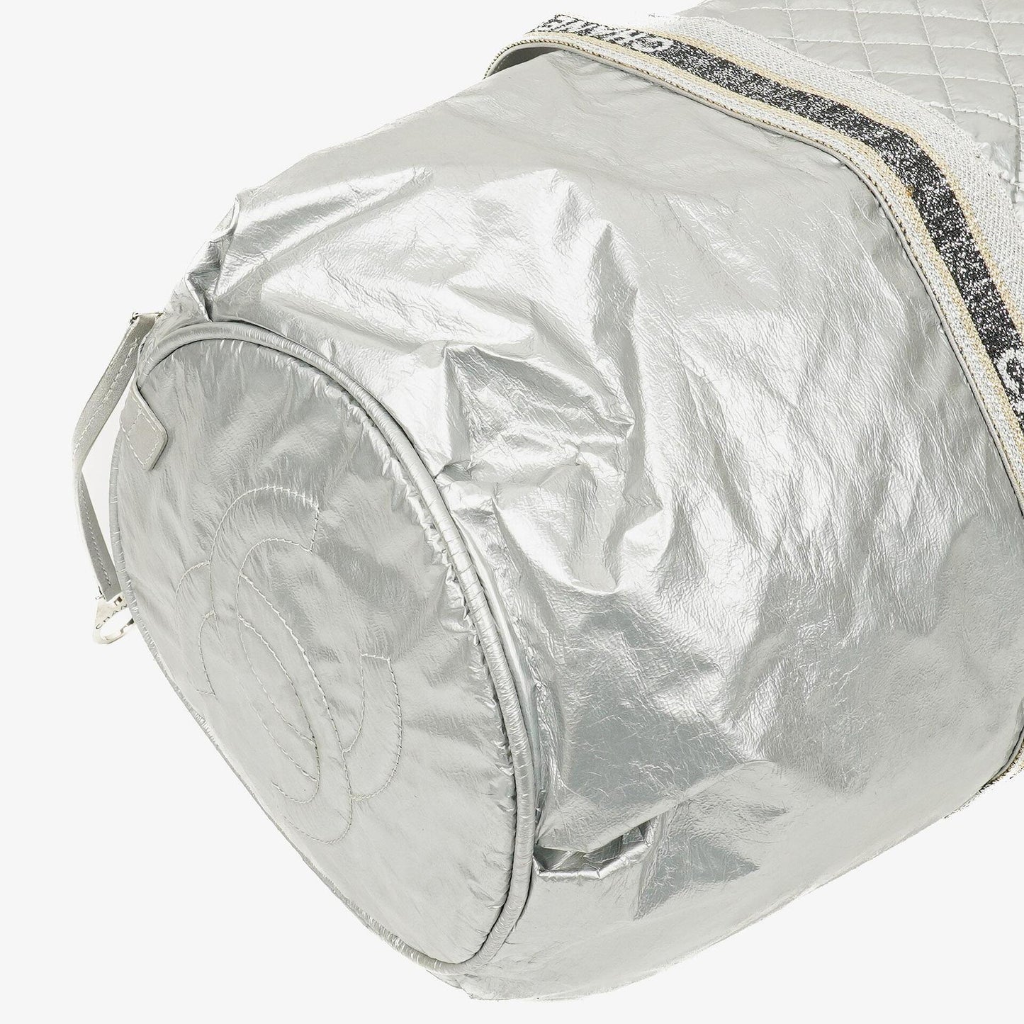 Chanel Boston Bag aus metallischem gestepptem Nylon