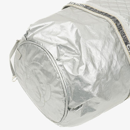 Chanel Boston Bag aus metallischem gestepptem Nylon