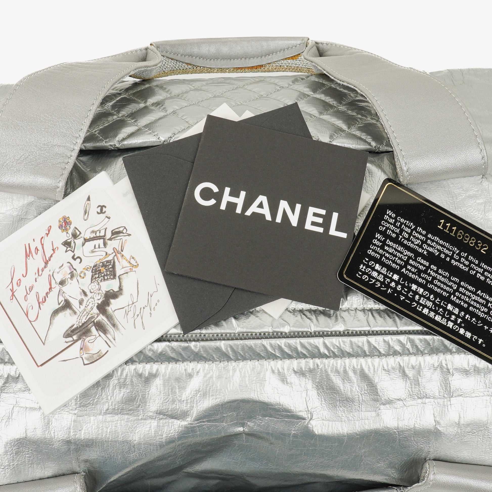Chanel Boston Bag aus metallischem gestepptem Nylon