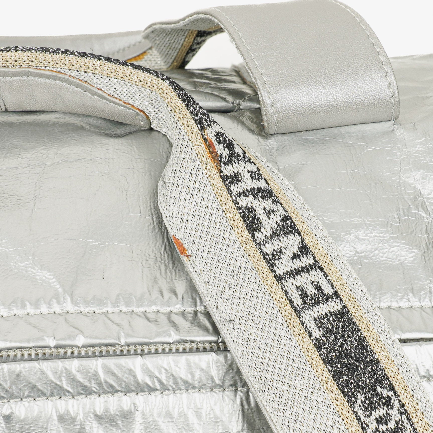 Chanel Boston Bag aus metallischem gestepptem Nylon