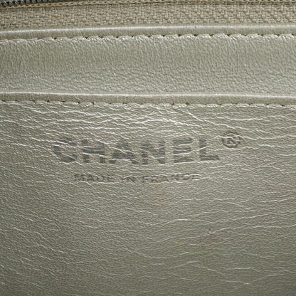 Chanel Mini Rectangular Single Flap Tasche aus metallisch silbernem gestepptem Lammleder mit silberfarbener Hardware