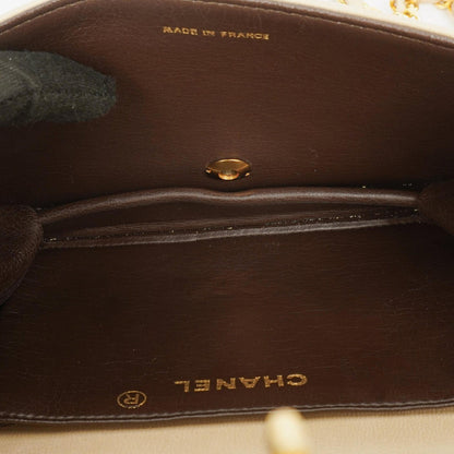 Chanel Mini Classic Beige Gequiltetes Lammleder Geldbörse mit Vollklappe und Kette WOC mit 24K vergoldeter Hardware