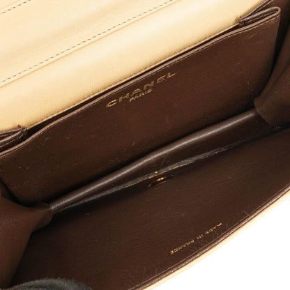Chanel Mini Classic WOC Full Flap Geldbörse mit Kette aus beigem gestepptem Lammleder mit 24K vergoldeter Hardware