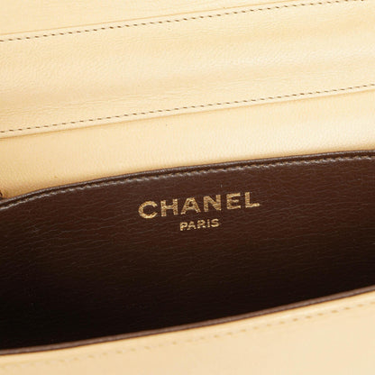Chanel Mini Classic WOC Full Flap Geldbörse mit Kette aus beigem gestepptem Lammleder mit 24K vergoldeter Hardware