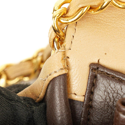 Chanel Mini Classic WOC Full Flap Geldbörse mit Kette aus beigem gestepptem Lammleder mit 24K vergoldeter Hardware