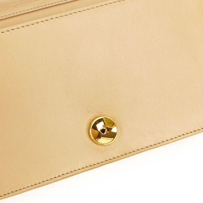Chanel Mini Classic WOC Full Flap Geldbörse mit Kette aus beigem gestepptem Lammleder mit 24K vergoldeter Hardware
