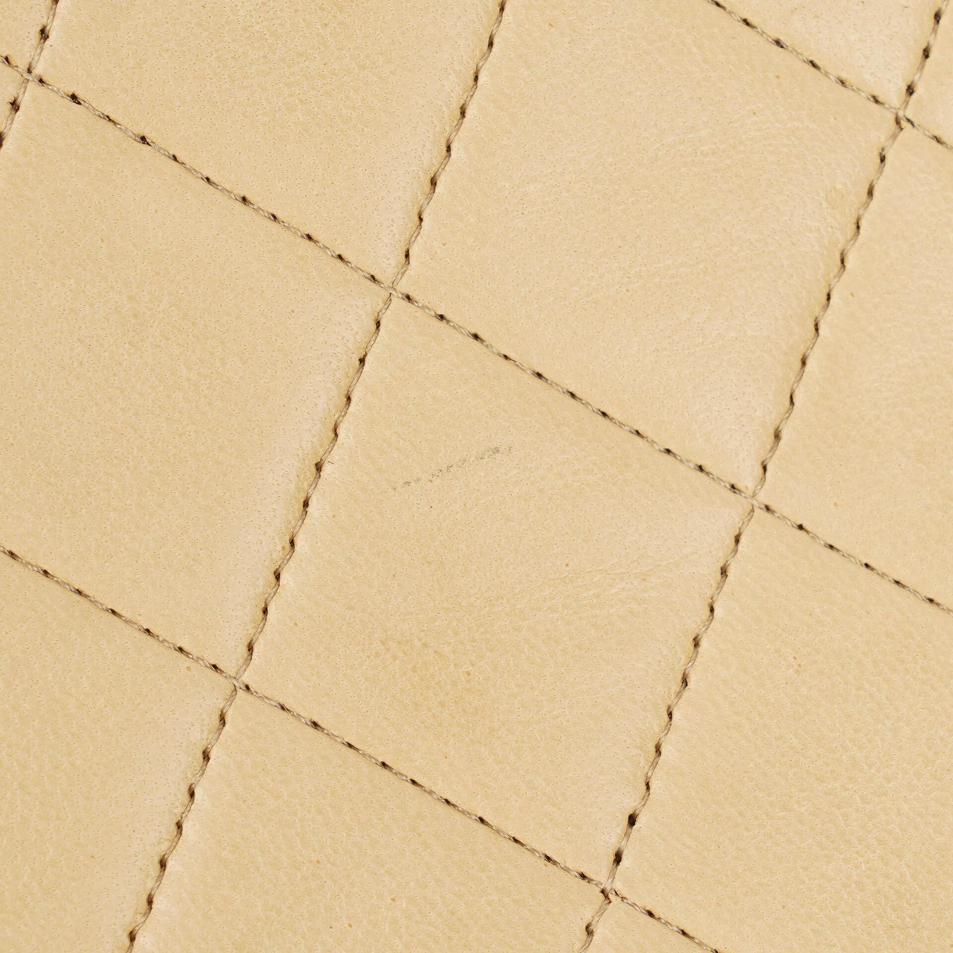 Chanel Mini Classic WOC Full Flap Geldbörse mit Kette aus beigem gestepptem Lammleder mit 24K vergoldeter Hardware