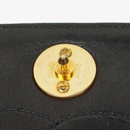 Chanel Mini Classic Full Flap Wallet on Chain aus schwarzem gestepptem Lammleder mit 24K vergoldeter Hardware