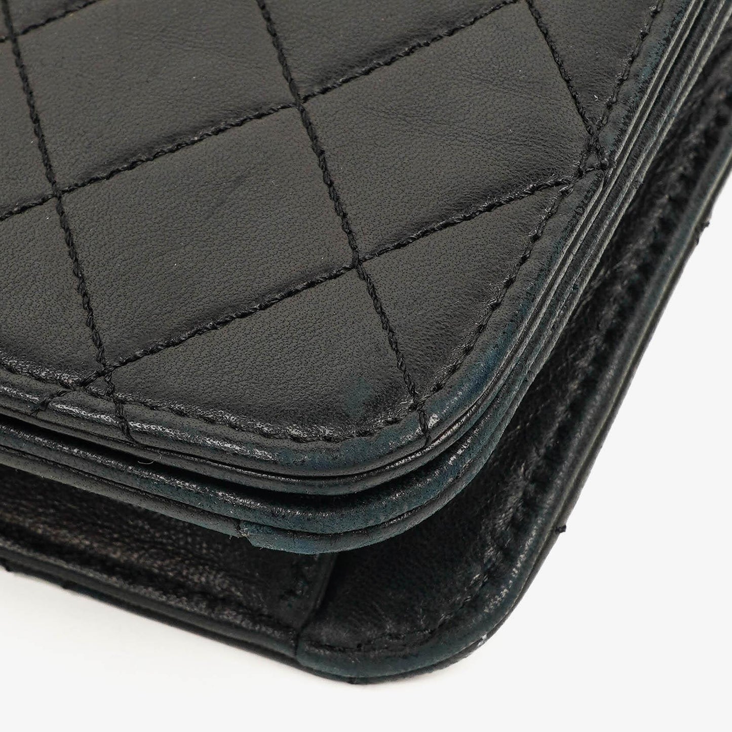 Chanel Mini Classic Full Flap Wallet on Chain WOC aus schwarzem gestepptem Lammleder mit 24K vergoldeter Hardware