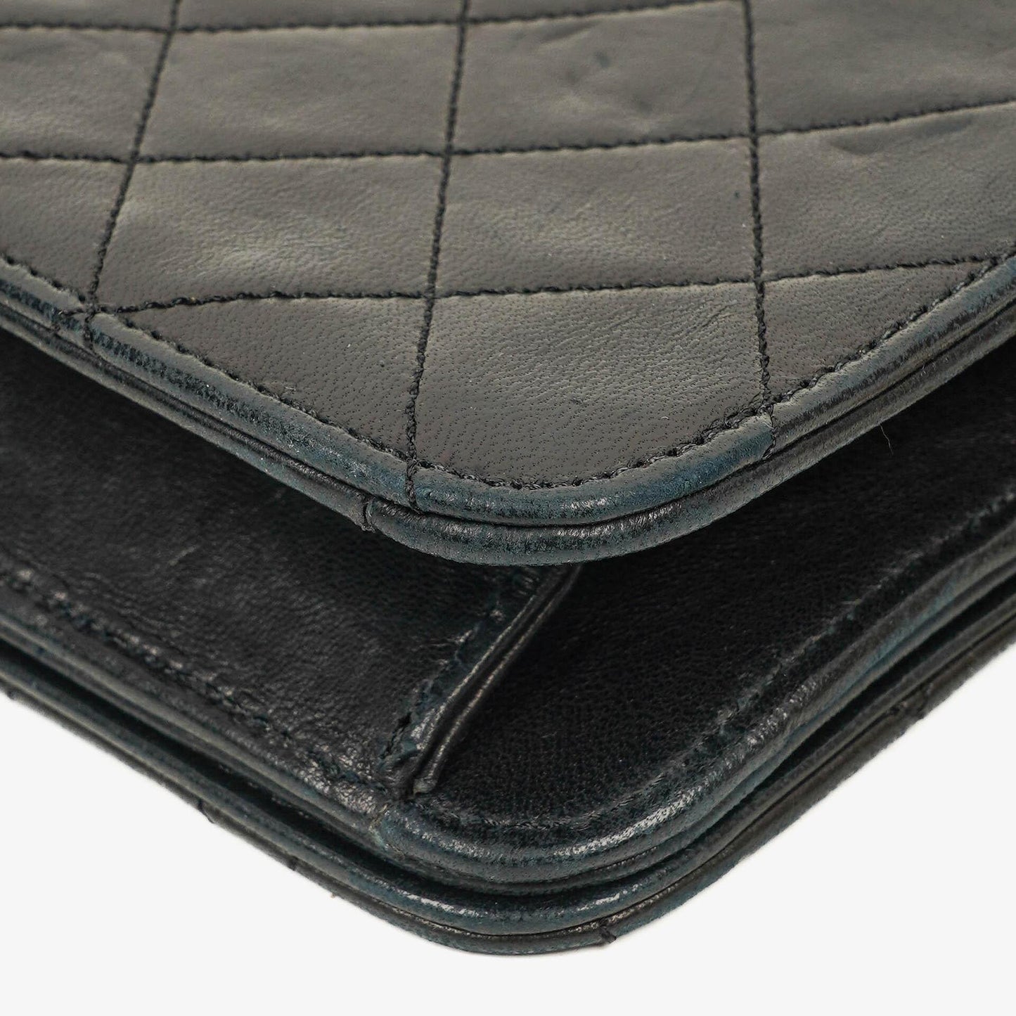 Chanel Mini Classic Full Flap Wallet on Chain WOC aus schwarzem gestepptem Lammleder mit 24K vergoldeter Hardware