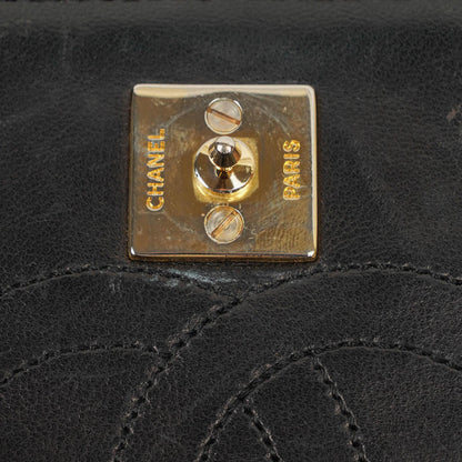 Chanel Mini Classic Full Flap Wallet on Chain WOC aus schwarzem gestepptem Lammleder mit 24K vergoldeter Hardware
