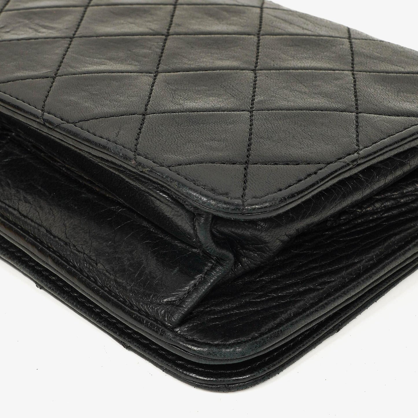 Chanel Mini Classic WOC Full Flap Geldbörse mit Kette aus schwarzem gestepptem Lammleder mit 24K vergoldeter Hardware