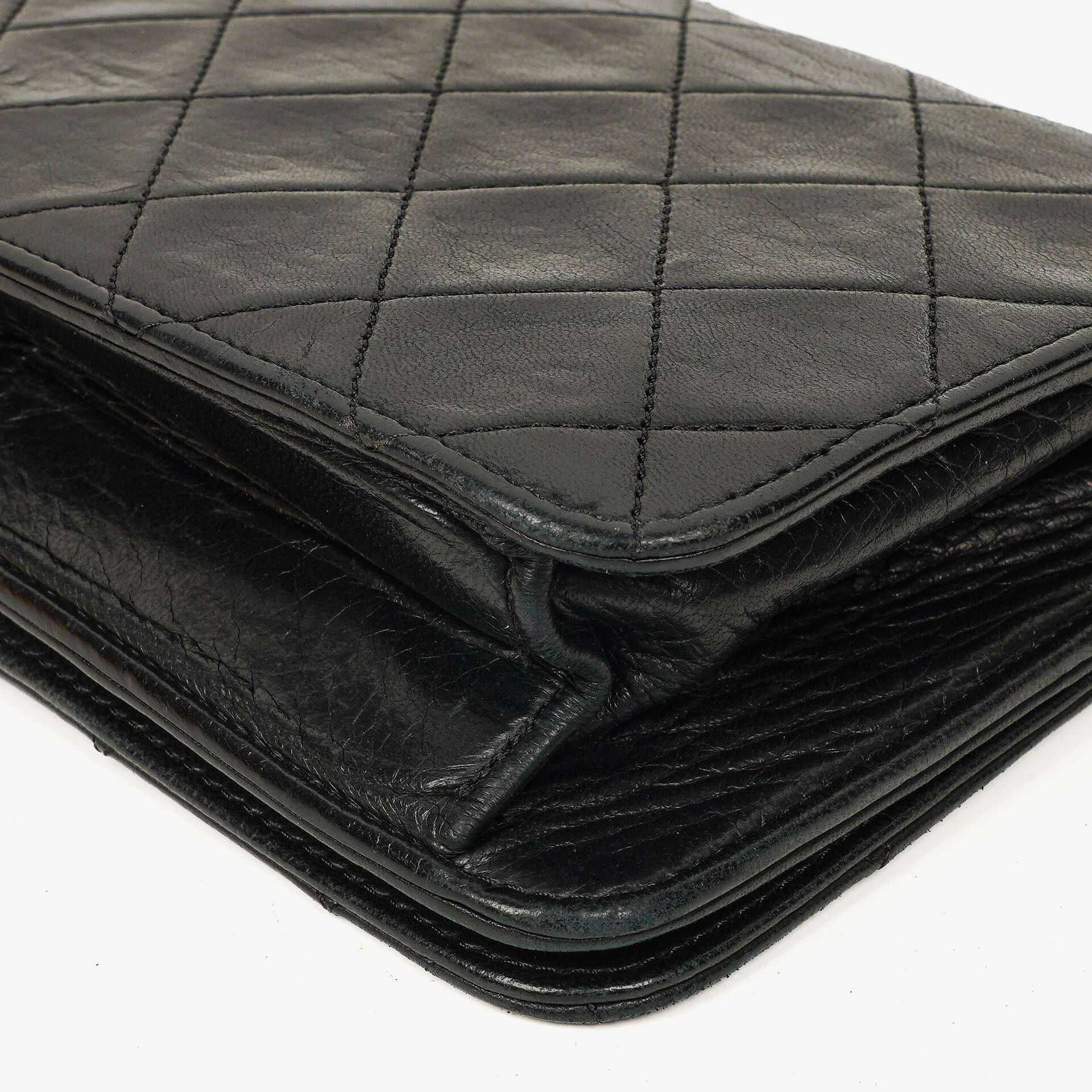 Chanel Mini Classic WOC Full Flap Geldbörse mit Kette aus schwarzem gestepptem Lammleder mit 24K vergoldeter Hardware