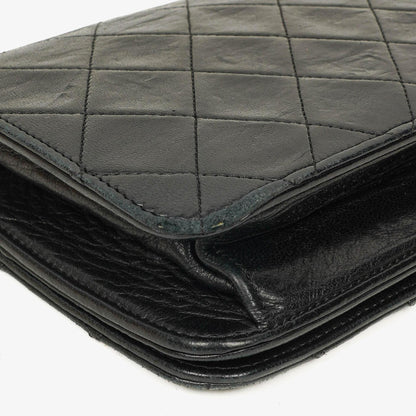 Chanel Mini Classic WOC Full Flap Geldbörse mit Kette aus schwarzem gestepptem Lammleder mit 24K vergoldeter Hardware