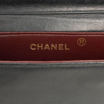 Chanel Mini Classic WOC Full Flap Geldbörse mit Kette aus schwarzem gestepptem Lammleder mit 24K vergoldeter Hardware