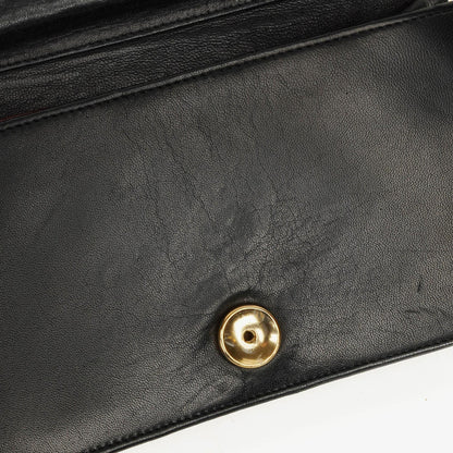 Chanel Mini Classic WOC Full Flap Geldbörse mit Kette aus schwarzem gestepptem Lammleder mit 24K vergoldeter Hardware