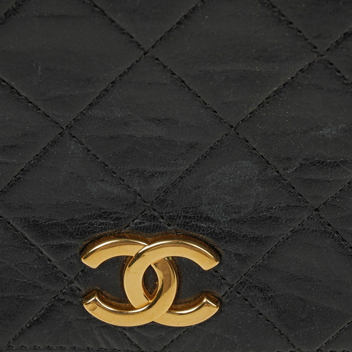 Chanel Mini Classic WOC Full Flap Geldbörse mit Kette aus schwarzem gestepptem Lammleder mit 24K vergoldeter Hardware