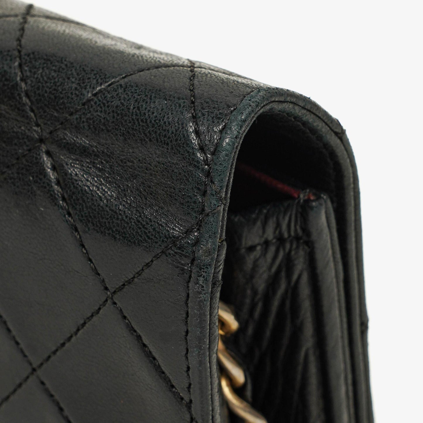 Chanel Mini Classic WOC Full Flap Geldbörse mit Kette aus schwarzem gestepptem Lammleder mit 24K vergoldeter Hardware