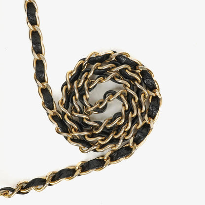 Chanel Mini Classic WOC Full Flap Geldbörse mit Kette aus schwarzem gestepptem Lammleder mit 24K vergoldeter Hardware