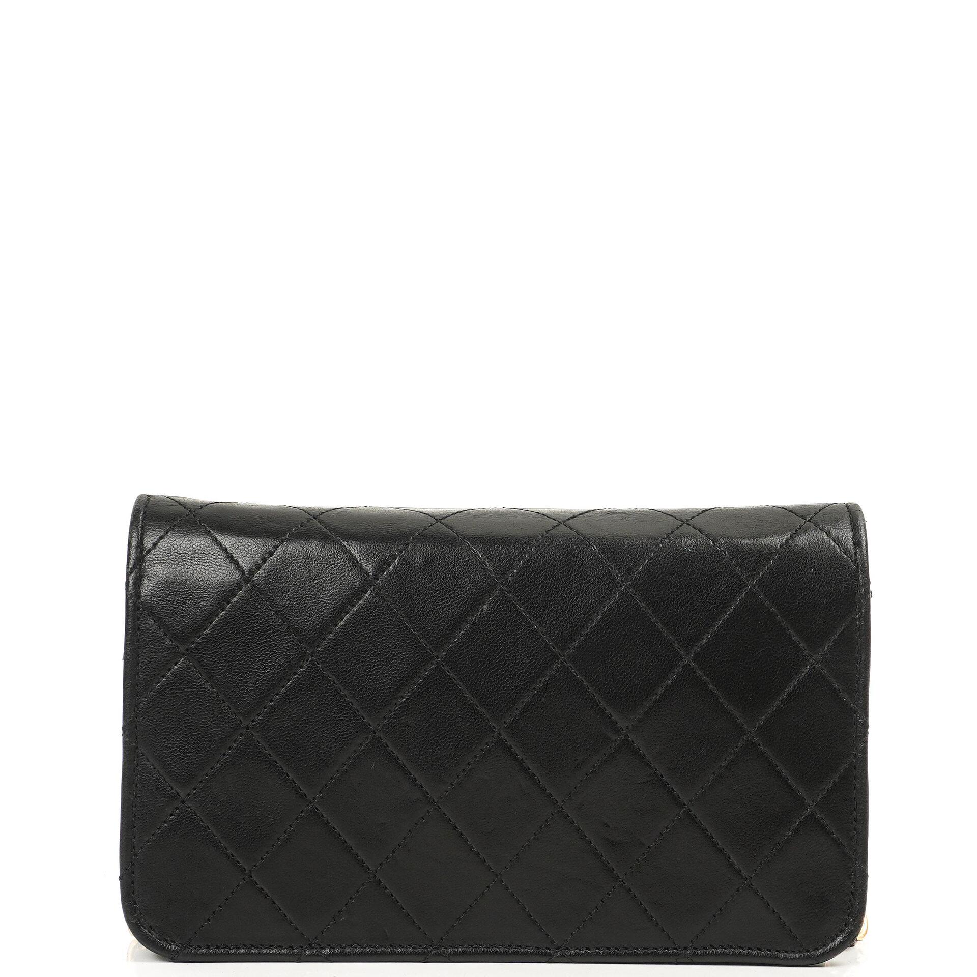 Chanel Mini Classic WOC Schwarz Gequiltetes Lammleder Full Flap Wallet on Chain mit 24K Gold Hardware