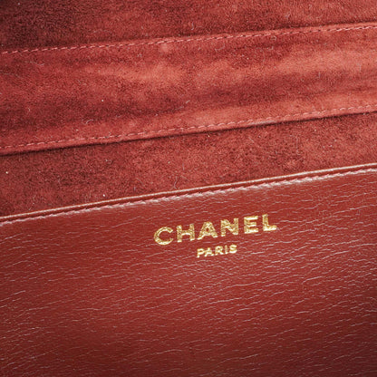 Chanel Mini Classic Burgunder Gequiltetes Wildleder Vollklapptasche mit Kette WOC mit goldfarbenen Beschlägen