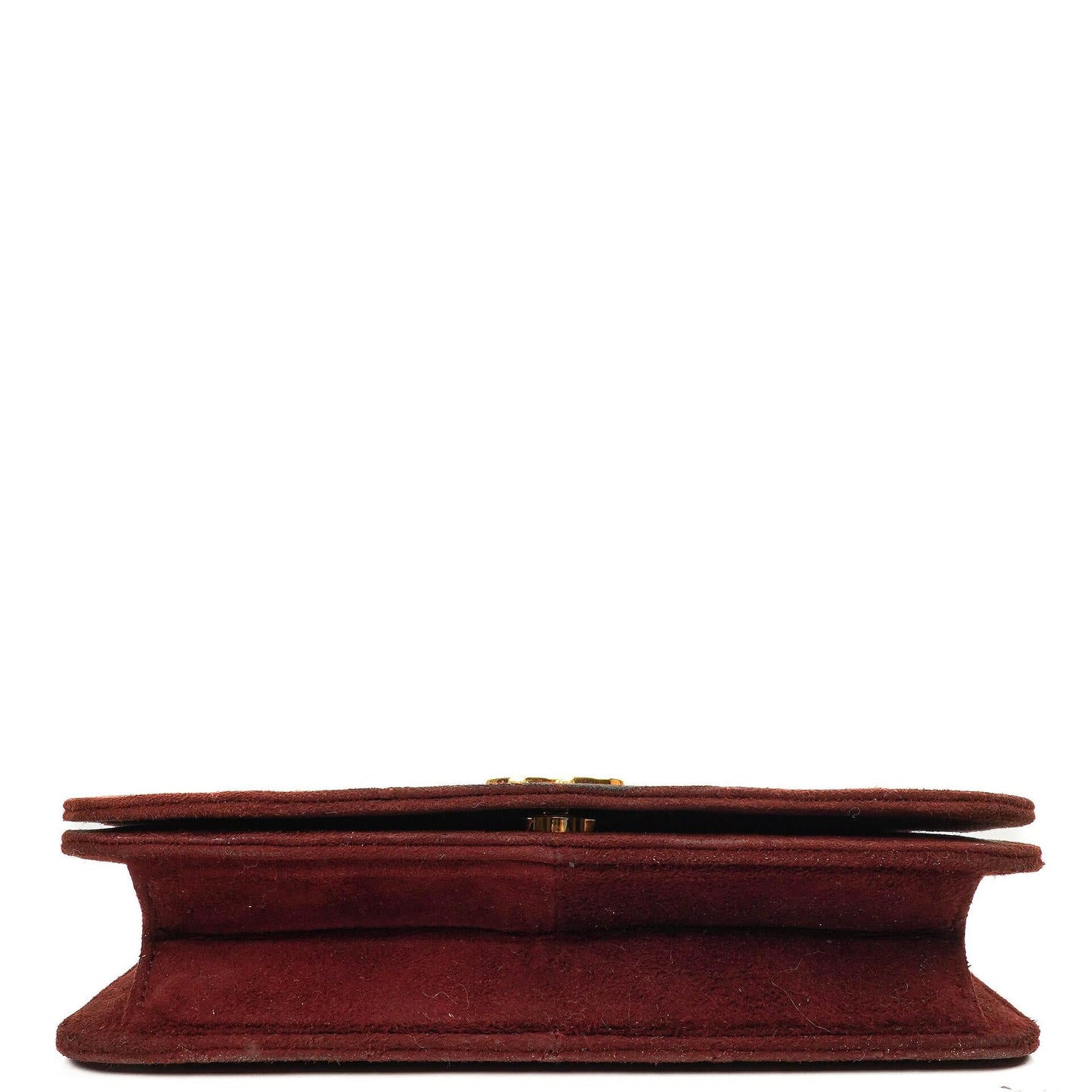 Chanel Mini Classic Burgunder Gequiltetes Wildleder Vollklapptasche mit Kette WOC mit goldfarbenen Beschlägen