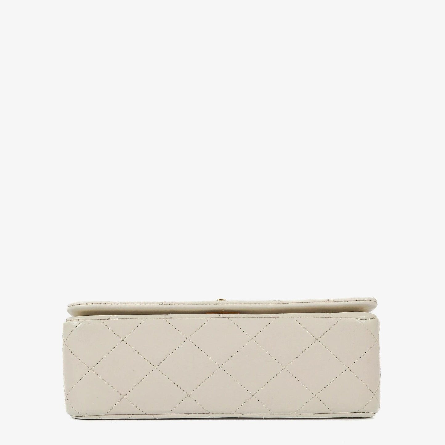 Chanel Mini Classic Weiße Stepp Lammleder Vollklapp Geldbörse Mit Kette WOC Mit 24K Vergoldeten Beschlägen