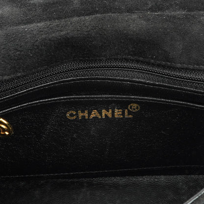 Chanel Mini Diana Bijoux Chain Vintage Flap Tasche aus schwarzem gestepptem Wildleder mit 24K vergoldeten Beschlägen (1989–1991)