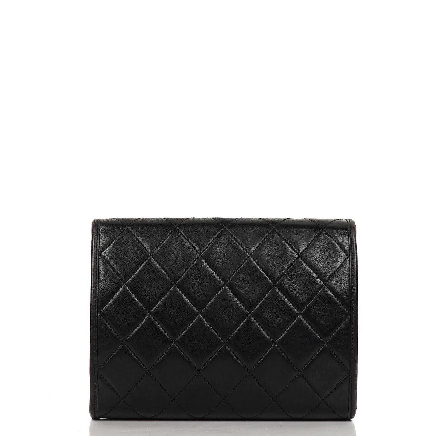 Chanel Mini Klapptasche Schwarze gesteppte Lammleder mit 24K vergoldeten Beschlägen Gut