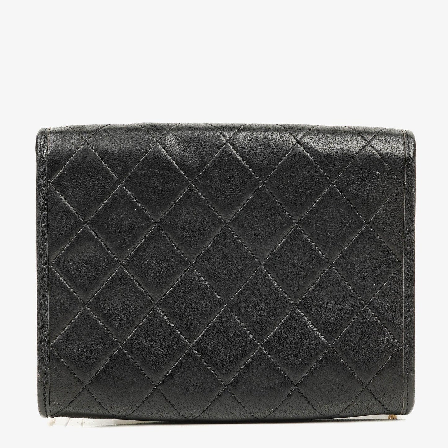 Chanel Mini Flap Bag aus schwarzem gestepptem Lammleder mit 24K-vergoldeten Beschlägen