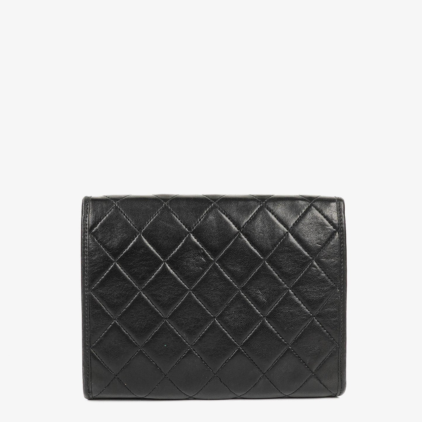 Chanel Mini Flap Bag aus schwarzem gestepptem Lammleder mit 24K vergoldeter Hardware